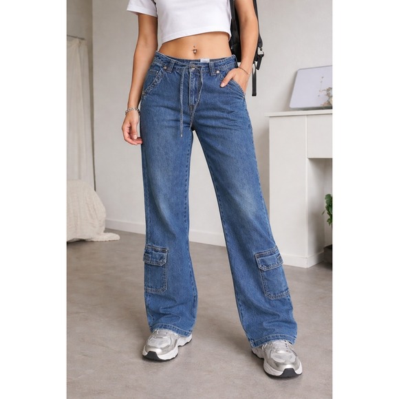 Revolt Denim - REVOLT Jeans Co. Women's 3 Cargo Denim Streetwear Y2K Utility Skater Distressed